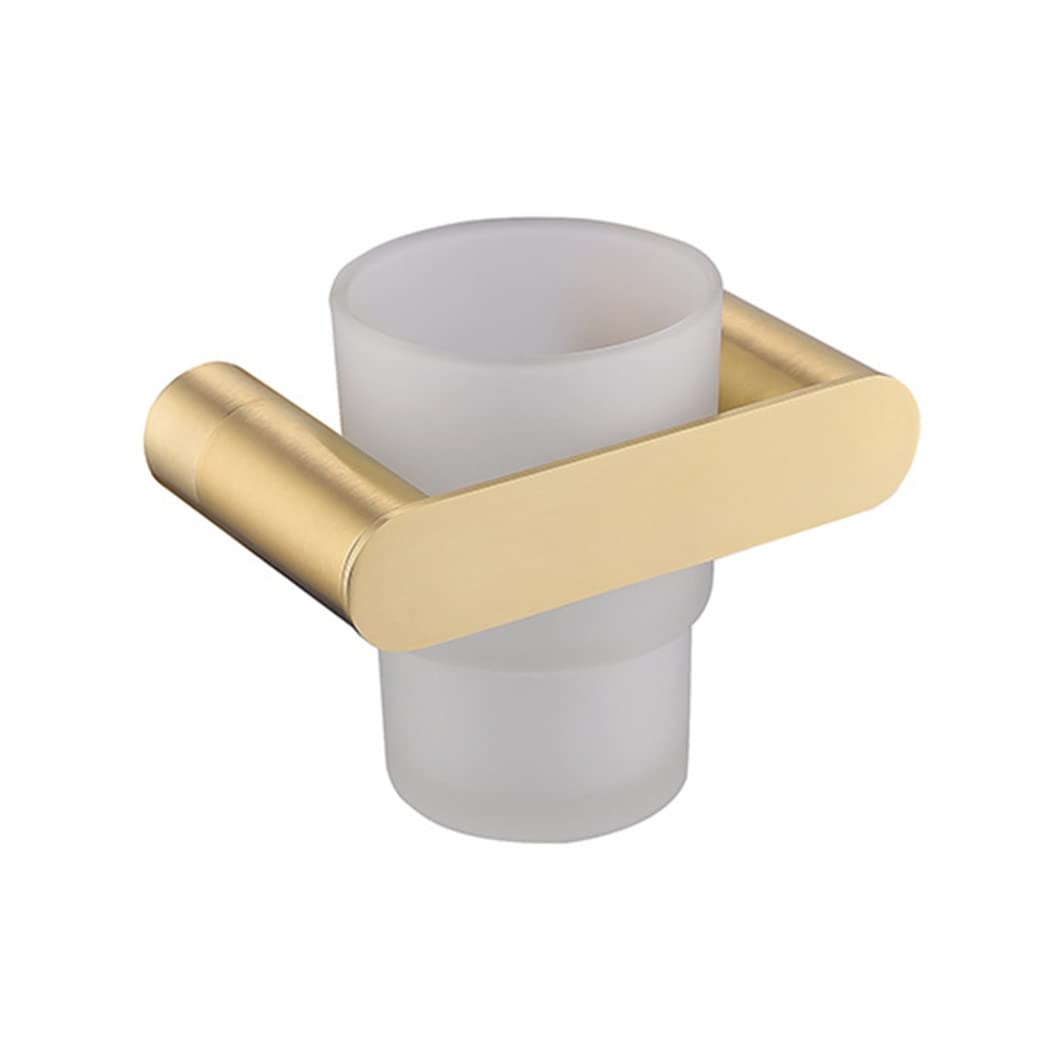 WRIST Zahnbürstenhalter, Zahnbürstenhalter Aus Edelstahl Und Milchglas, Zahnbürstenbecherhalter Aus Gebürstetem Gold, Wandmontage, Zahnbürstenbecherhalter Für Badezimmer