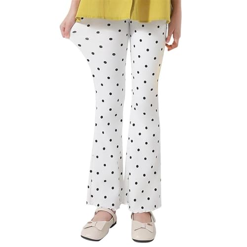 Girls Ploka Dots Flare Leggings Stretchy Casual Soft Cotton Bell Bottom Pants for Kids 2-13 Years