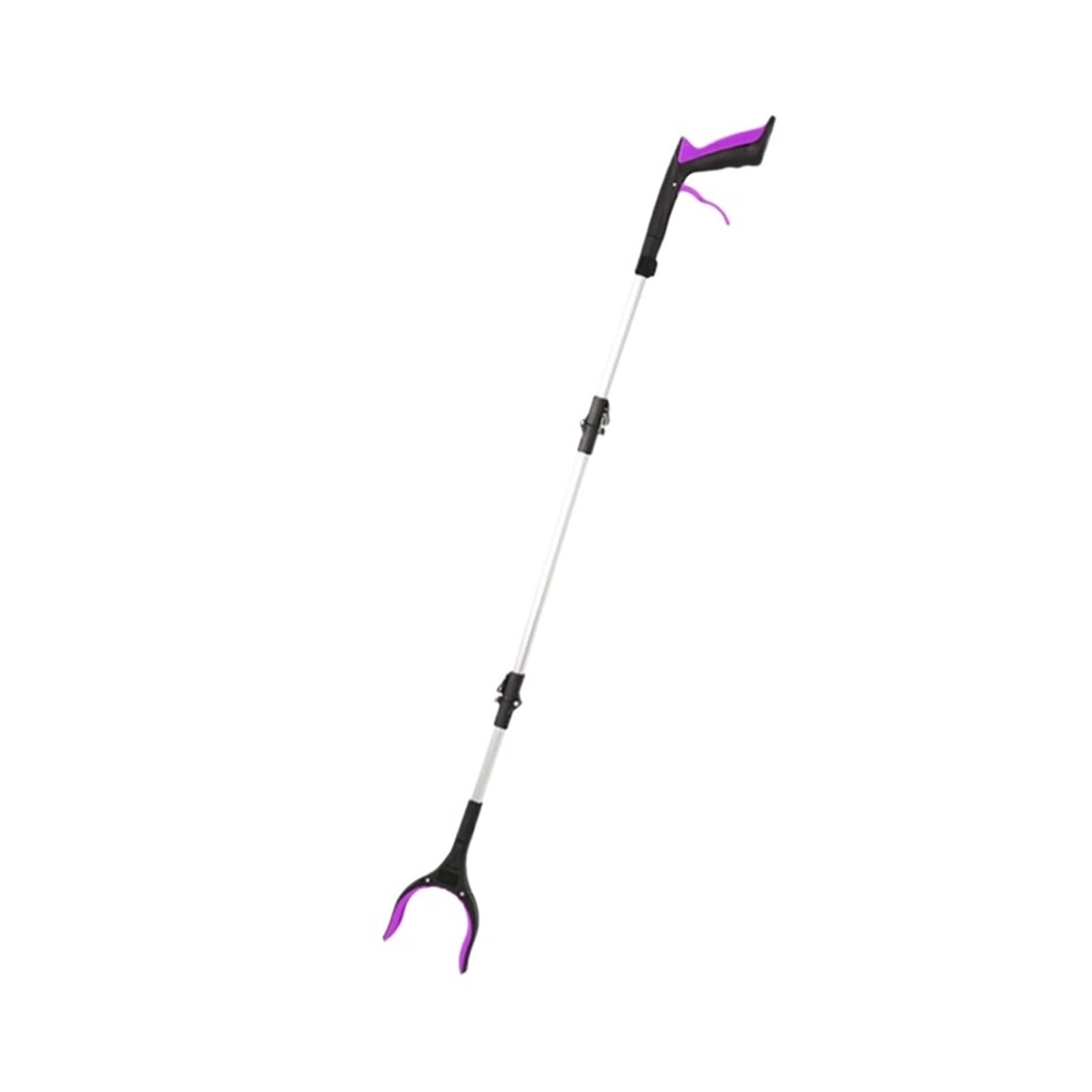 Recogedor de Basura con Mango, Herramienta de Agarre Pinzas largas Herramienta de Agarre Herramienta de Alcance Herramienta de Agarre de Cabeza Herramienta de Recogida(Purple)