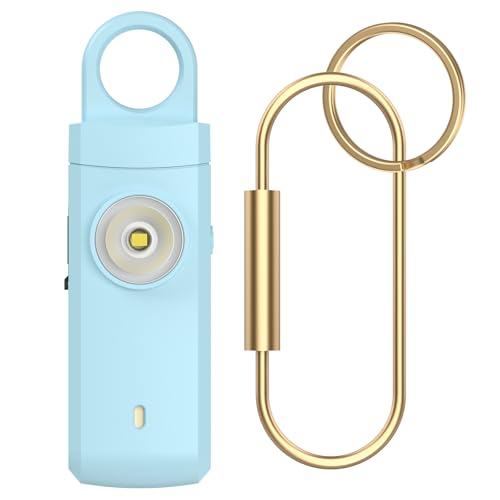 ANKOSHUN Rechargeable Personal Alarm for Women – Christmas Birthday Gifts for Women, Daughter, College Student, Teen Girl, Elders, Kids, Siren Alarm, Safety Keychain, USB Charging, Aqua