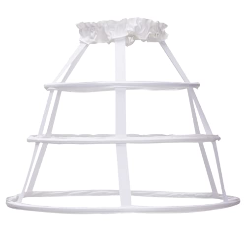 MAYSONG Cage Hoop Skirt Petticoat Dress Pannier Bustle Crinoline Underskirt 3 Hoops White