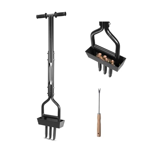 HYCHIKA Lawn Aerator, Hollow Tine Aerator with 3 Hollow Tine, Soil Column Collection Box, T-Handle, Manual Garden Lawn Core Aerator Tool, Grass Spikes for Soils and Lawn Care 1 HYCHIKA Lawn Aerator, Hollow Tine Aerator with 3 Hollow Tine, Soil Column Collection Box, T-Handle, Manual Garden Lawn Core Aerator Tool, Grass Spikes for Soils and Lawn Care