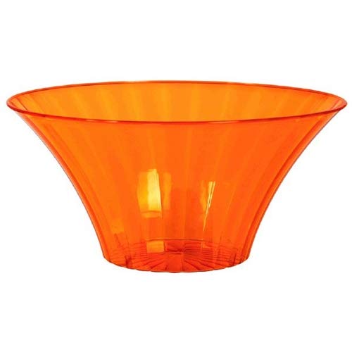 Contenitore SAVSATO Ciotola COPPA alzata in plastica ARANCIO arancione Semi Trasparente - alzatina per caramelle, marshmallow, dolci ecc. - Addobbo, decorazione tavola torta, buffet ecc.