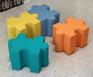 KIBONCY Juego De Taburetes Suaves con Forma Trébol Irregular, Paquete Asiento Espuma Modular Colorido, Combinación Otomana Redonda Pequeña For Sala Juegos(A)