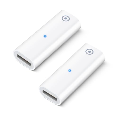 BORLTER CLAMP Adaptateur de Chargeur pour Apple Pencil 1st Génération 2Pcs, Adaptateur de Chargeur Lightning Femelle vers Femelle avec indicateur, Compatible avec Le câble de Chargeur Lightning mâle