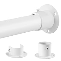 Wardrobe Rail, White Extendable Wardrobe Rod 74-130cm, Heavy Duty Hanging Rails with End Sockets & Screws for Clothes, Cabinet, Cupboard, Diameter 32mm