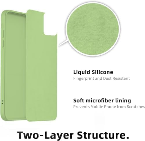 Image of DIZORO Compatible with iPhone 15 Camera Protection Case 6.1, Slim Liquid Silicone 3 Layers Full Covered Soft Gel Rubber Phone Case Protective Cover -Matcha