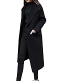  Minetom Manteaux Femme Hiver Chaud Gilet Bouton Épais Blouson Manches Longues Blazer Long Parka Trench Coat Veste avec Poches C Noir 44