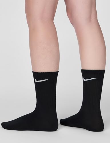 Nike Herren Everyday Lightweight Crew Trainings Socken (3 Paar), Schwarz (black/White), 42–46 (Herstellergröße: L)