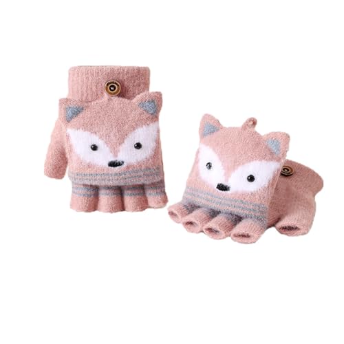 1 paire Mitaine Fille Garçon, Gants Sans Doigts pour Enfants Gants pour Enfant en Forme de Lapin Mitaines pour Enfants Motif Dessin Animé Moufles avec Rabat...