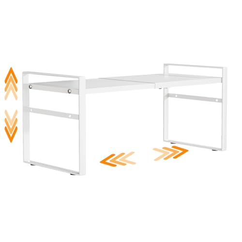 Image of Expandable Cabinet Shelf Organizer Riser for Kitchen Pantry Cupboard Under Sink Countertop,kitchen cabinet shelf (white)