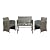 Vongrasig 4 Piece Patio Furniture Set Small Outdoor Wicker Rattan Front Porch Bistro Set Cushioned Patio Chairs Conversation Set with Glass Table for Lawn, Garden, Backyard, Balcony, Poolside (Grey)