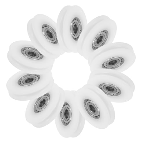 jojofuny Lot de 10 Poulies en U Roulement 625 Intégré, Roues en Nylon Blanc, Design Minimaliste et Stabilité Élevée pour Systèmes de Levage et Portes Coulissantes à Domicile