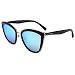 VIVIENFANG My Girl Women's Blue Mirrored Cateye Sunglasses Oversize Polarized Shades P1891A Blue