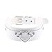 Produktbild Jurxy Breit Lederhalsband Halskette Herz Form Damen Leder Choker Metall Ring Halsband Gotik Punk Rock Lederband Einstellbar Kragen - Weiß mit Silber Herz