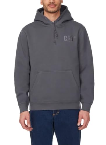 CAT Caterpillar Men's Trademark Hoodies with Embroidered Front Logo, Dark Gray, M