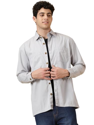 Image of Thomas Scott Men's | Solid | Full Sleeve | Oversized Fit | Cotton Blend | Spread Collar | Casual Shirt