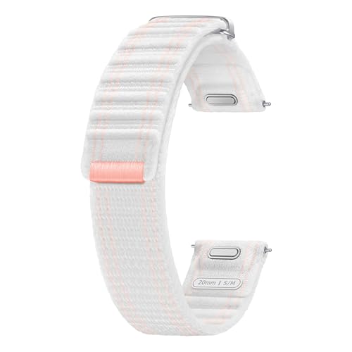 Image of SAMSUNG Galaxy Watch 7, 6, 5, 4 Series Fabric Band, Nylon, Smartwatch Replacement Strap for Men and Women, One Click Attachment, Small /Medium, ET-SVL30SWEGUJ, Pink /White