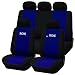 Coprisedili auto universali Made in Italy - Racing - schienali posteriori con 2 zip - airbag compatibili (Blu Royal / Nero)