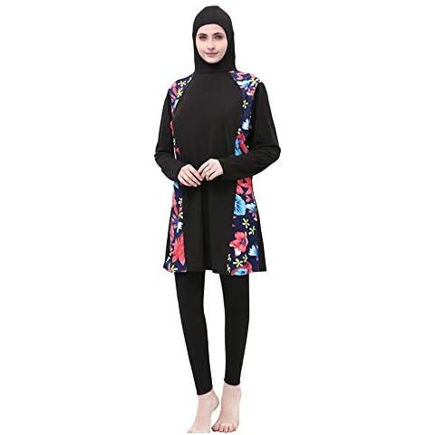 BOZEVON Damen Muslimische Bademode - Ganzkörper Islamischer Badeanzug Frauen Volle Deckung Modest Badeanzug 2 Teilige Burkini Hijab mit Islamischem Hijab & Pants Kostüm Cover