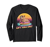 Capy Vibes Only Retro Sunset Capybara Summer Vacation Long Sleeve T-Shirt