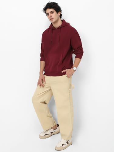 Image of Urbano Fashion Men's Cotton Solid Oversized Hooded Neck Sweatshirt