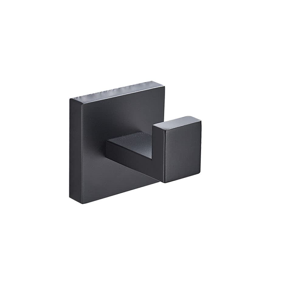 Juego de accesorios de baño negros – Gancho para bata, toallero, estante para pañuelos, cepillo de dientes – Accesorios de baño elegantes para decoración moderna