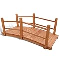 Fregramei Wooden Garden Bridge, Outdoor, Garden Backyard Bridge Decoration, Wooden Bridge for Outside Small Arc Pond Bridge Footbridge with Safety Railings for Yard, Brown 55.1"x23.6"x22",-204