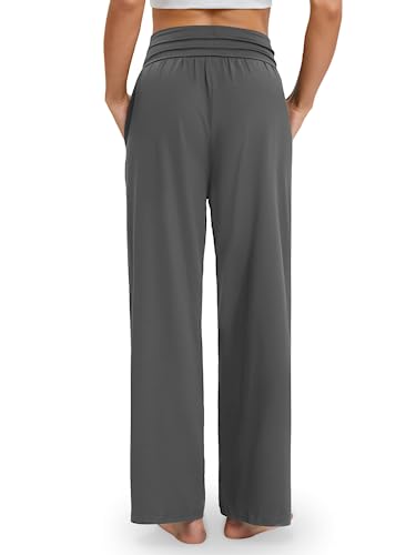 Image of Gracyoga Wide Leg Yoga Pants for Women Casual Loose Cozy Sweatpants High Waisted Lounge Pajama Flowy Pants With Pockets