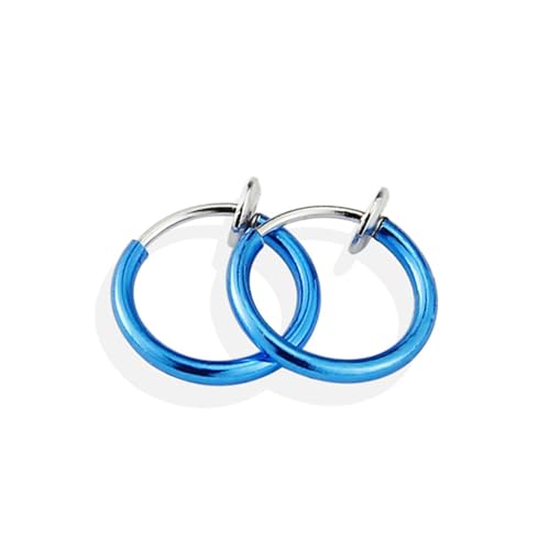 Pendientes Vintage, Ear Cuff Acero Inoxidable Azul Pequeño Aro 14X2mm para Hombre Bola de Promoción Joyería
