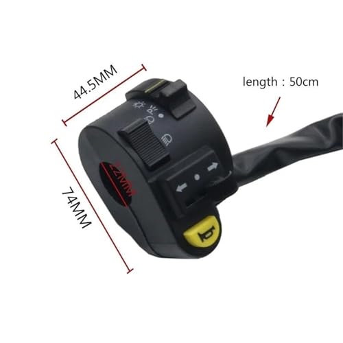 Interrupteur guidon de 22 mm pour phares de moto de route et de voyage tout-terrain