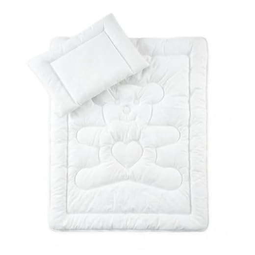 Baby Comfort Bettwäsche-Set für Kinderbett, gesteppt, 120 x 90 cm, 100 % Baumwolle, Bärenmotiv, Weiß