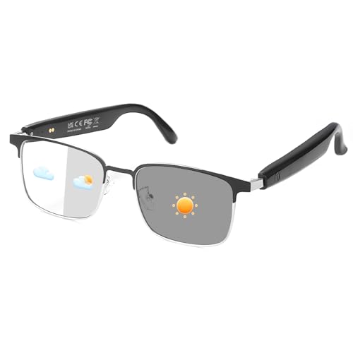 Smart Bluetooth Glasses for Men & Women, Open-Ear Sound Mic & Speakers, Color Changing Audio Glasses, Hands-Free Calls & Music Polarized Sunglasses, Smart Glasses for Working/Driving/Sports(