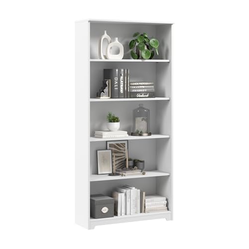 Bush Home Tall 5 Shelf Bookcase, Large Open Bookshelf, Sturdy Display Cabinet for Living Room or...
