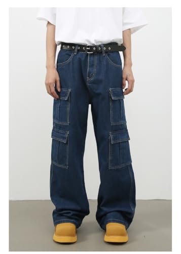 Men's Denim Jeans Retro Multi-Pocket High Street Loose Straight Leg Workwear Casual Daily Pants for Men4