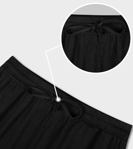 Asimoon Womens Exercise Pants Stretch Workout Pants Loose Comfy Wide Leg Sweatpants Ladies Pull On Yoga Pants With Pockets For Women Black-A thumb #2