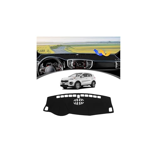 FIILINES Dash Cover for 2017-2022 Kia Sportage, Dashboard Mat Exact Fit for Sportage Interior Accessories Dashboard Pad Carpet Dash Mat Sunshade Non-Slip Polyester Protector No Glare Black