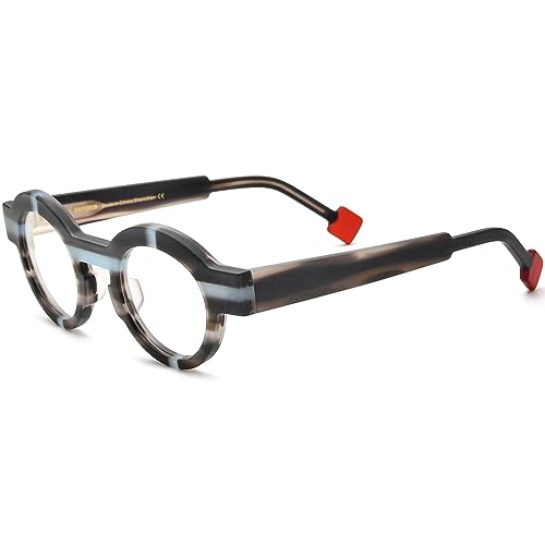 Image of HEPIDEM Multicolor Acetate Glasses Frame Women,Oversize Round Optical Eyeglasses
