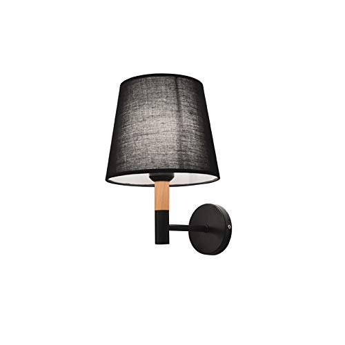 Lampe murale en tissu noir E27 orientée vers un éclairage doux et chaleureux