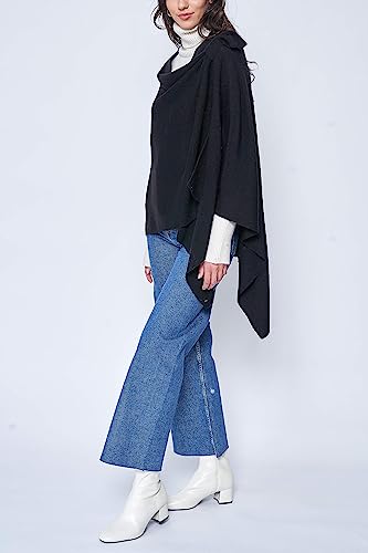 MIRMARU Women’s Cross Front Poncho Sweater Wrap Topper Knitted Cardigan Shawls Cape for Fall Winter3