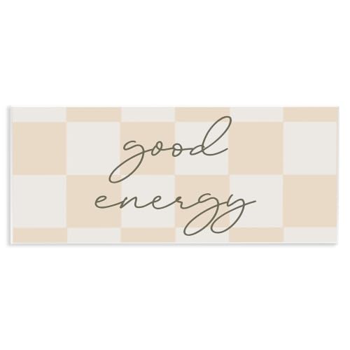 Good Energy Script Checkered, 7 x 17 Inch Mounted Print on Wall Plaque