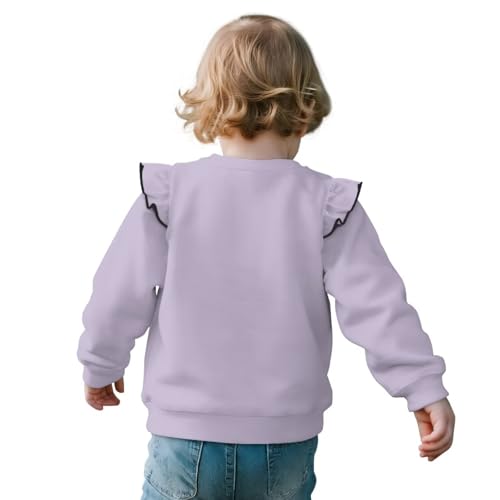 Xhuibop Toddler Fall Sweatshirt Ruffle Sleeve Design Graphic Tees Toddler Girl Long Sleeve Shirts Age 1-8Y2
