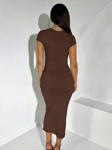 EFJONE Dresses for Women Sleeveless 2024 Round Neck Bodycon Elegant Dress Trendy Dress4