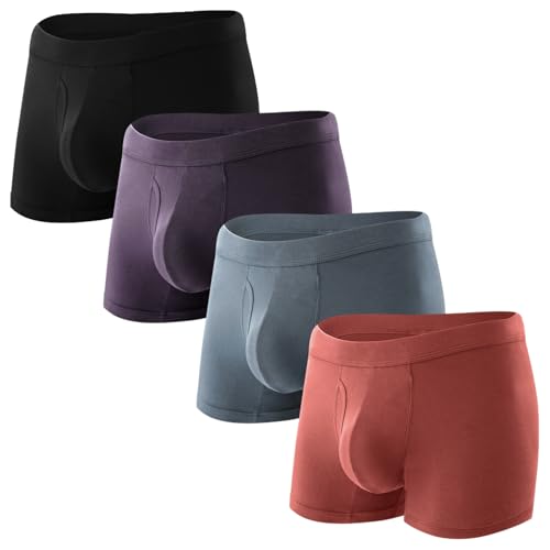 Image of BAMBOO COOL Mens Underwear Trunks for Man Soft Waistband Open-fly Support Briefs(3 or 4 pack)