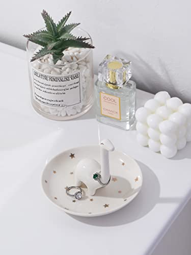 Image of PUDDING CABIN White Dinosaur Ring Holder - Unique Jewelry Dish Tray for Rings, Earrings, Bracelets Organizer - Cute Gifts for Women, Girls, Her Birthday, Christmas, Wedding Gifts