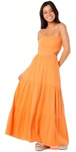 rip curl beach club maxi dress Rip Curl Premium Surf Maxi Dress in Papaya, available in size 2XS for Female, Adult main image 1