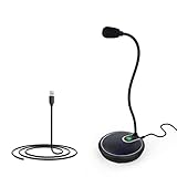USB Tischmikrofon Computer Mikrofon Laptop mit LED-Panel-Leuchte & LED-Mute-Taste für Gaming Streaming Recording Konferenz auf Twitch YouTube Skype, Kompatibel mit Windows MacOS & PS4 (1.69m/5.54ft)
