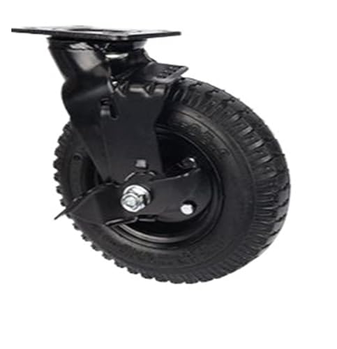 1 piece 8 inch regular caster inflatable rubber wheel heavy duty(8-inch-B-braked)