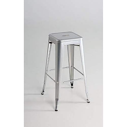 Kit Closet 5020519013 - taburete alto de metal, plata, 76 x 43 x 43