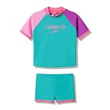 Speedo Short Sleeve Rashguard-Set für Unisex Kinder, Aqua Brise, 9 Jahre
